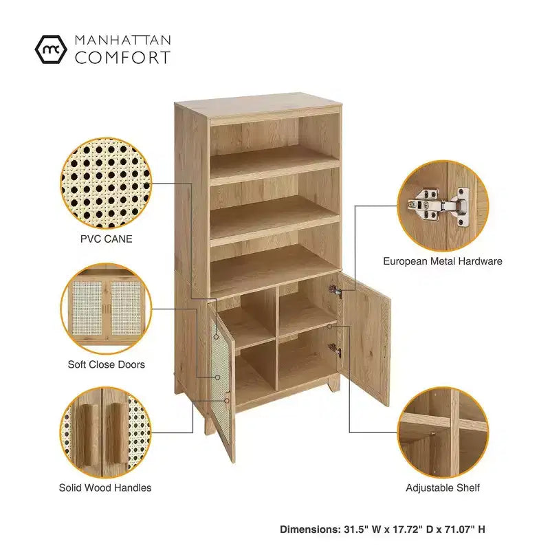 Lot de 2 bibliothèques en canne à 7 étagères Sheridan Modern - Manhattan Comfort