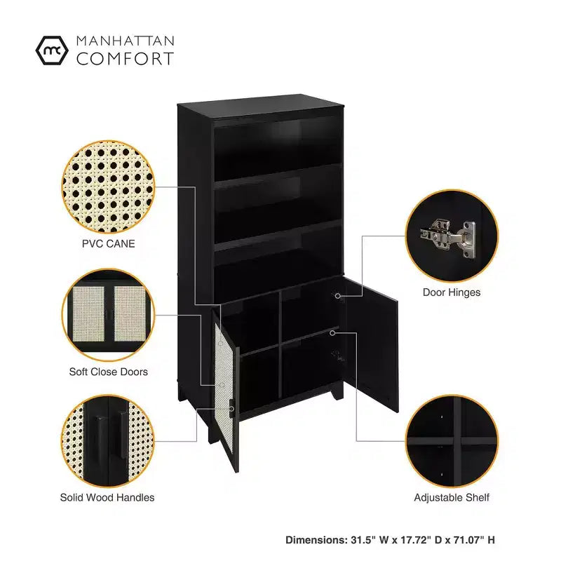 Lot de 2 bibliothèques en canne à 7 étagères Sheridan Modern - Manhattan Comfort