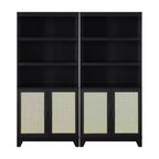 Set of 2 Sheridan Modern 7 Shelf Cane Bookcases - Manhattan Comfort