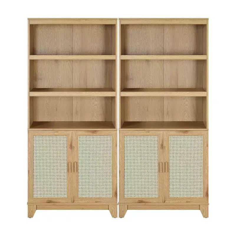 Lot de 2 bibliothèques en canne à 7 étagères Sheridan Modern - Manhattan Comfort