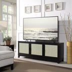Meuble TV Sheridan moderne à 6 étagères en rotin pour téléviseurs jusqu'à 55" - Manhattan Comfort
