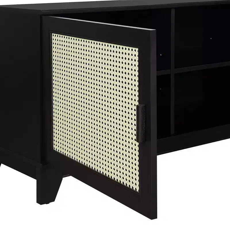 Meuble TV Sheridan moderne à 6 étagères en rotin pour téléviseurs jusqu'à 55" - Manhattan Comfort