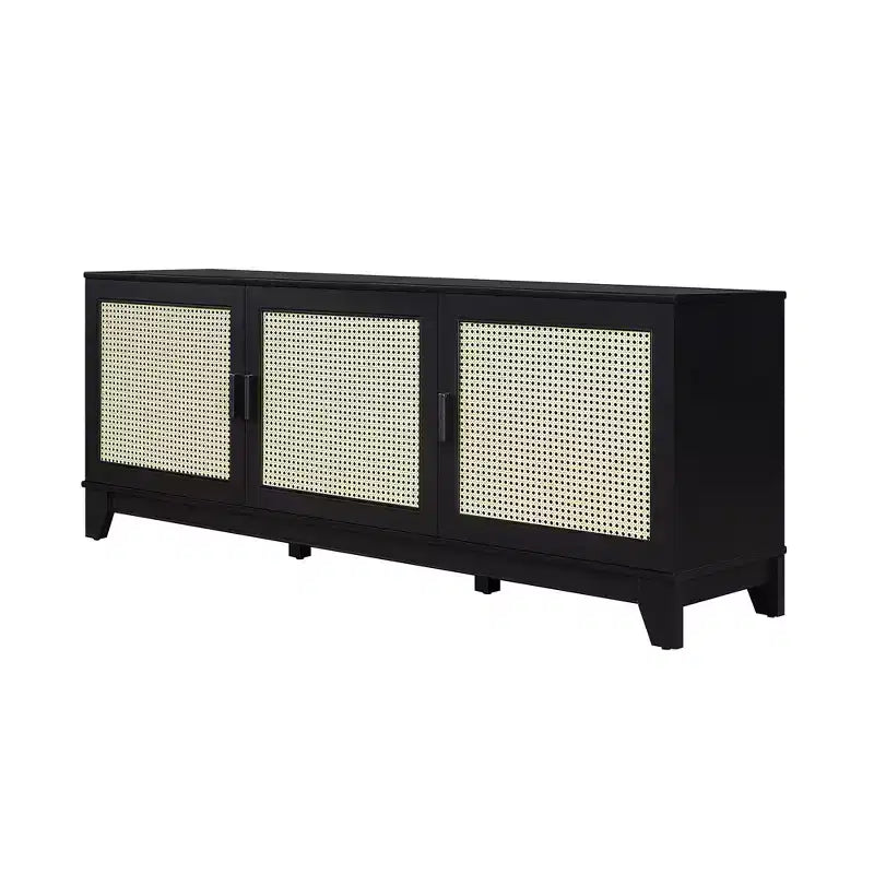 Meuble TV Sheridan moderne à 6 étagères en rotin pour téléviseurs jusqu'à 55" - Manhattan Comfort