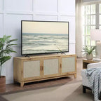 Meuble TV Sheridan moderne à 6 étagères en rotin pour téléviseurs jusqu'à 55" - Manhattan Comfort