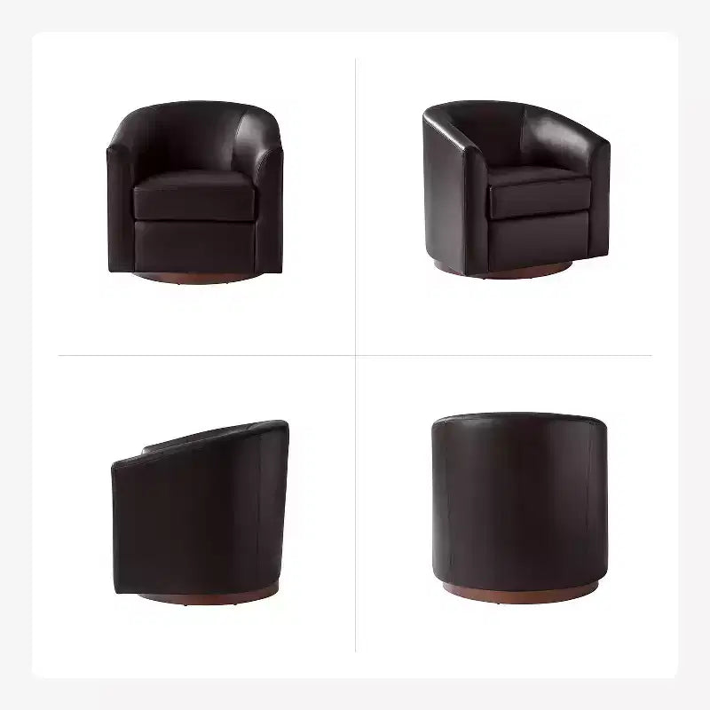 Lot de 2 fauteuils pivotants modernes Jessie de 77,5 cm de large en similicuir avec base en bois massif | ART OF LIVING DESIGNS