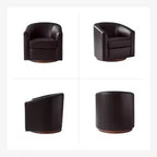 Lot de 2 fauteuils pivotants modernes Jessie de 77,5 cm de large en similicuir avec base en bois massif | ART OF LIVING DESIGNS