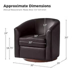 Lot de 2 fauteuils pivotants modernes Jessie de 77,5 cm de large en similicuir avec base en bois massif | ART OF LIVING DESIGNS