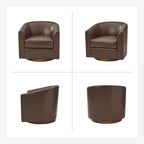 Lot de 2 fauteuils pivotants modernes Jessie de 77,5 cm de large en similicuir avec base en bois massif | ART OF LIVING DESIGNS