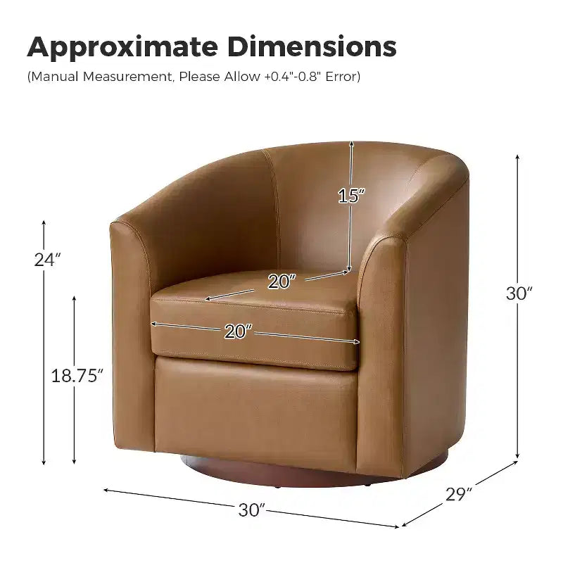 Lot de 2 fauteuils pivotants modernes Jessie de 77,5 cm de large en similicuir avec base en bois massif | ART OF LIVING DESIGNS