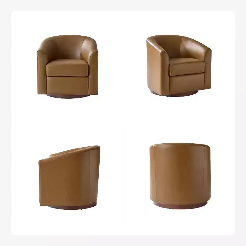 Lot de 2 fauteuils pivotants modernes Jessie de 77,5 cm de large en similicuir avec base en bois massif | ART OF LIVING DESIGNS
