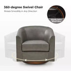 Lot de 2 fauteuils pivotants modernes Jessie de 77,5 cm de large en similicuir avec base en bois massif | ART OF LIVING DESIGNS