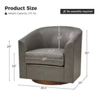 Lot de 2 fauteuils pivotants modernes Jessie de 77,5 cm de large en similicuir avec base en bois massif | ART OF LIVING DESIGNS