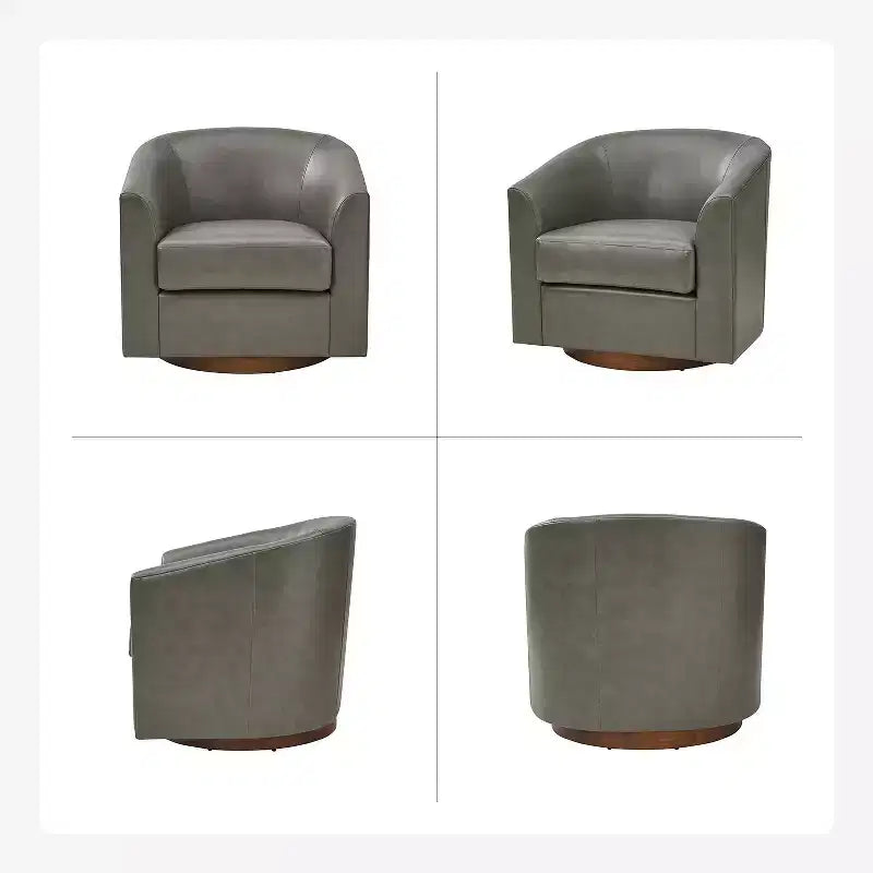 Lot de 2 fauteuils pivotants modernes Jessie de 77,5 cm de large en similicuir avec base en bois massif | ART OF LIVING DESIGNS