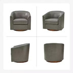 Lot de 2 fauteuils pivotants modernes Jessie de 77,5 cm de large en similicuir avec base en bois massif | ART OF LIVING DESIGNS