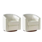 Lot de 2 fauteuils pivotants modernes Jessie de 77,5 cm de large en similicuir avec base en bois massif | ART OF LIVING DESIGNS