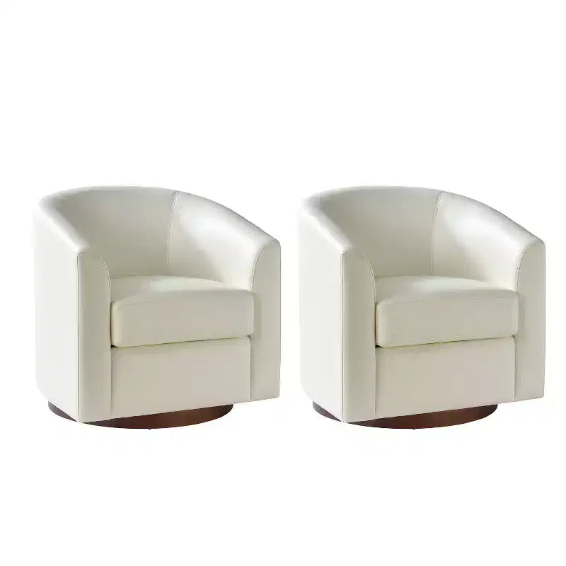Lot de 2 fauteuils pivotants modernes Jessie de 77,5 cm de large en similicuir avec base en bois massif | ART OF LIVING DESIGNS