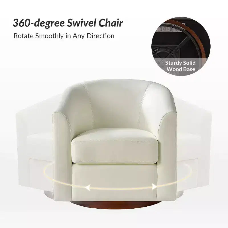 Lot de 2 fauteuils pivotants modernes Jessie de 77,5 cm de large en similicuir avec base en bois massif | ART OF LIVING DESIGNS