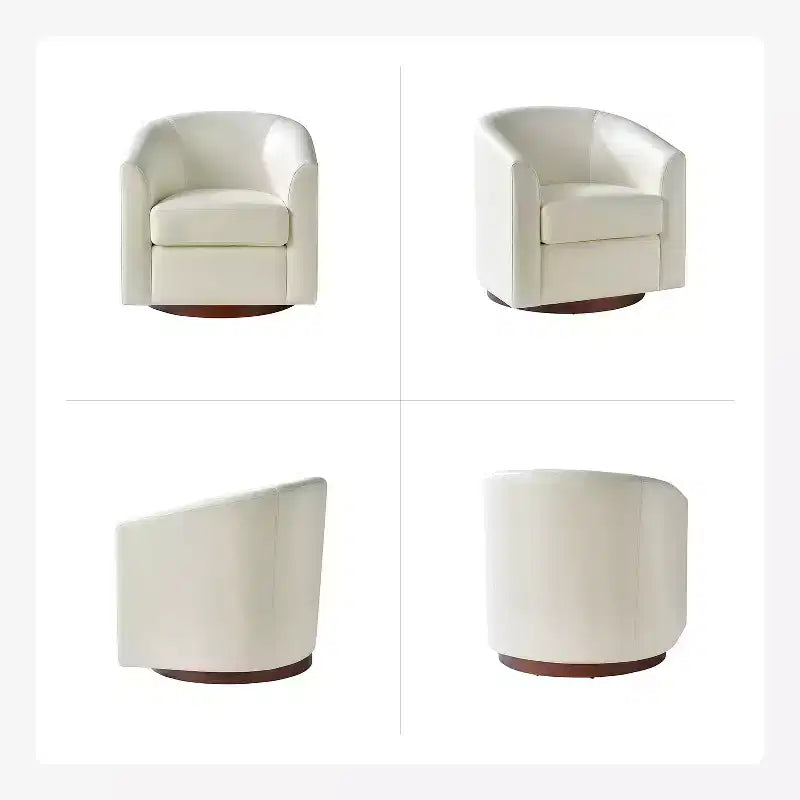 Lot de 2 fauteuils pivotants modernes Jessie de 77,5 cm de large en similicuir avec base en bois massif | ART OF LIVING DESIGNS