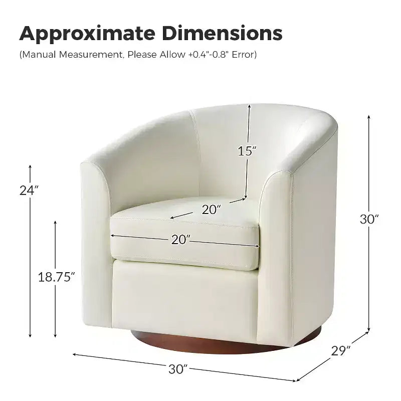 Lot de 2 fauteuils pivotants modernes Jessie de 77,5 cm de large en similicuir avec base en bois massif | ART OF LIVING DESIGNS