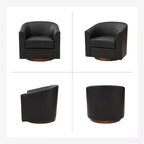 Lot de 2 fauteuils pivotants modernes Jessie de 77,5 cm de large en similicuir avec base en bois massif | ART OF LIVING DESIGNS