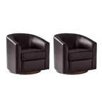 Lot de 2 fauteuils pivotants modernes Jessie de 77,5 cm de large en similicuir avec base en bois massif | ART OF LIVING DESIGNS