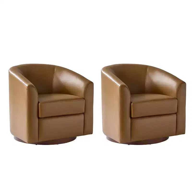 Lot de 2 fauteuils pivotants modernes Jessie de 77,5 cm de large en similicuir avec base en bois massif | ART OF LIVING DESIGNS