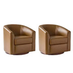 Lot de 2 fauteuils pivotants modernes Jessie de 77,5 cm de large en similicuir avec base en bois massif | ART OF LIVING DESIGNS