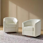 Lot de 2 fauteuils pivotants modernes Jessie de 77,5 cm de large en similicuir avec base en bois massif | ART OF LIVING DESIGNS