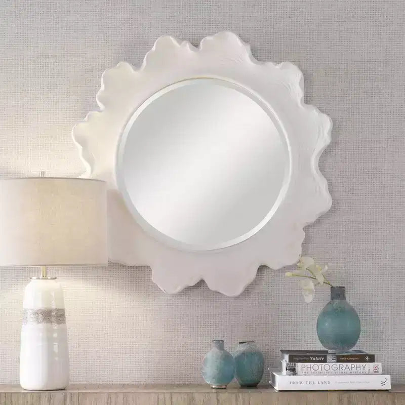 Miroir mural rond Uttermost Sea Coral blanc mat 33 3/4