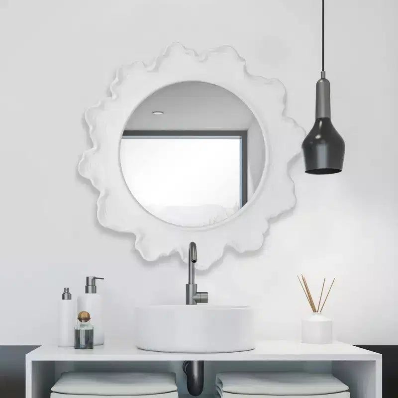 Miroir mural rond Uttermost Sea Coral blanc mat 33 3/4