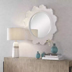 Miroir mural rond Uttermost Sea Coral blanc mat 33 3/4