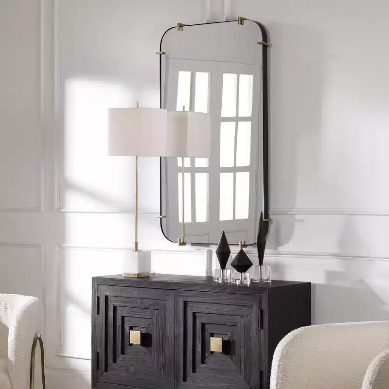 Miroir mural rectangulaire Uttermost Pali noir 27 1/4 x 47 1/2