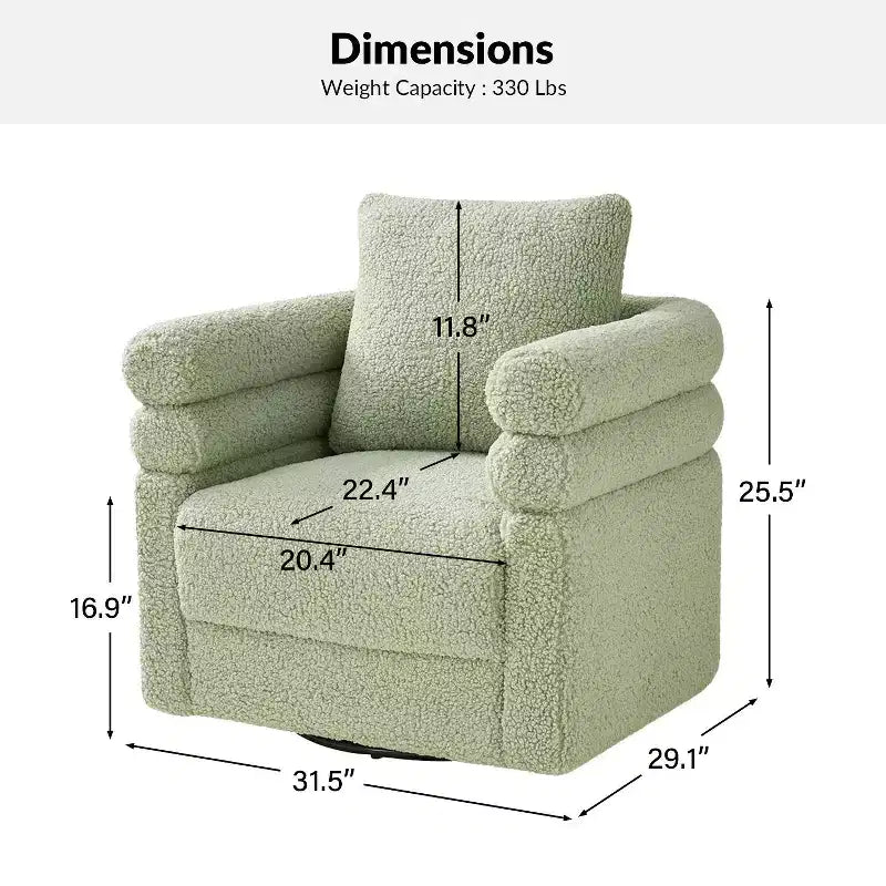 Fauteuil Pivotant Arturo avec Deux Coussins, Lot de 2|ART OF LIVING DESIGNS-SAGE