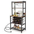 Costway Wine Bar Cabinet with 4 Tier Storage Shelves Glass Holders Bottle Racks Industrial