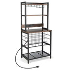 Meuble de bar à vin Costway avec étagères de rangement à 4 niveaux, porte-verres et porte-bouteilles, style industriel