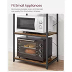 VASAGLE Étagère de Boulanger, Support de Four à Micro-ondes, Meuble de Rangement Haut de Cuisine, 6 Crochets et Cadre Métallique