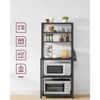 VASAGLE Étagère de Boulanger, Support de Four à Micro-ondes, Meuble de Rangement Haut de Cuisine, 6 Crochets et Cadre Métallique