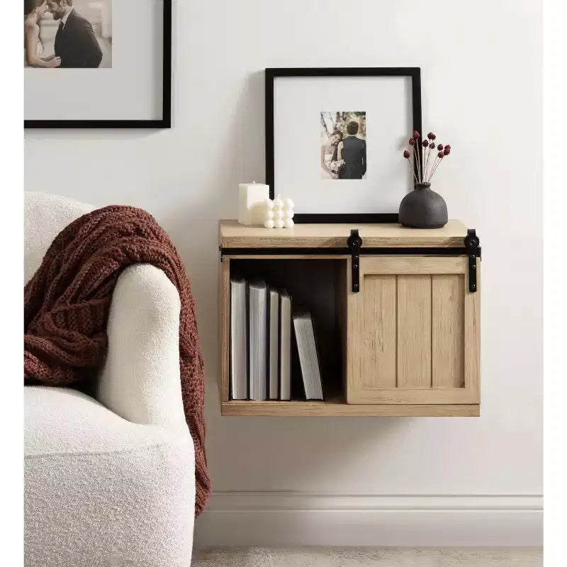 Table d'appoint flottante en bois avec armoire Kate and Laurel Cates