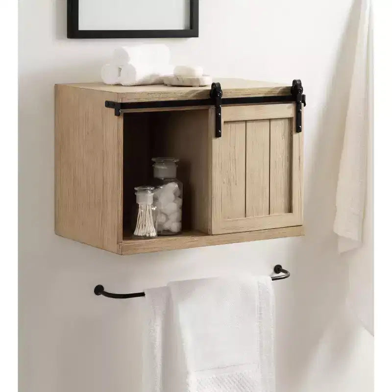 Table d'appoint flottante en bois avec armoire Kate and Laurel Cates