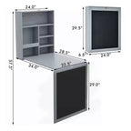 Costway Table Murale Pliante Convertible avec Tableau Noir Noir/Marron/Blanc/Gris