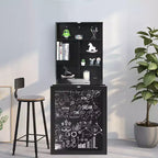 Costway Table Murale Pliante Convertible avec Tableau Noir Noir/Marron/Blanc/Gris