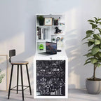 Costway Table Murale Pliante Convertible avec Tableau Noir Noir/Marron/Blanc/Gris