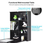 Costway Table Murale Pliante Convertible avec Tableau Noir Noir/Marron/Blanc/Gris