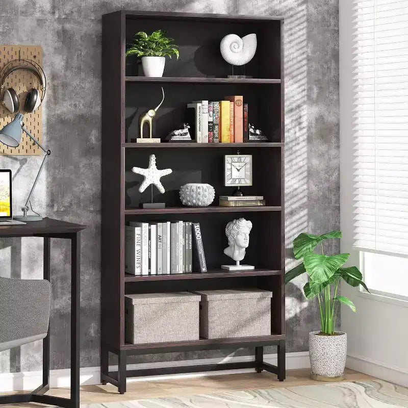 Lantine 70.8 Grande étagère bibliothèque autoportante à 5 niveaux