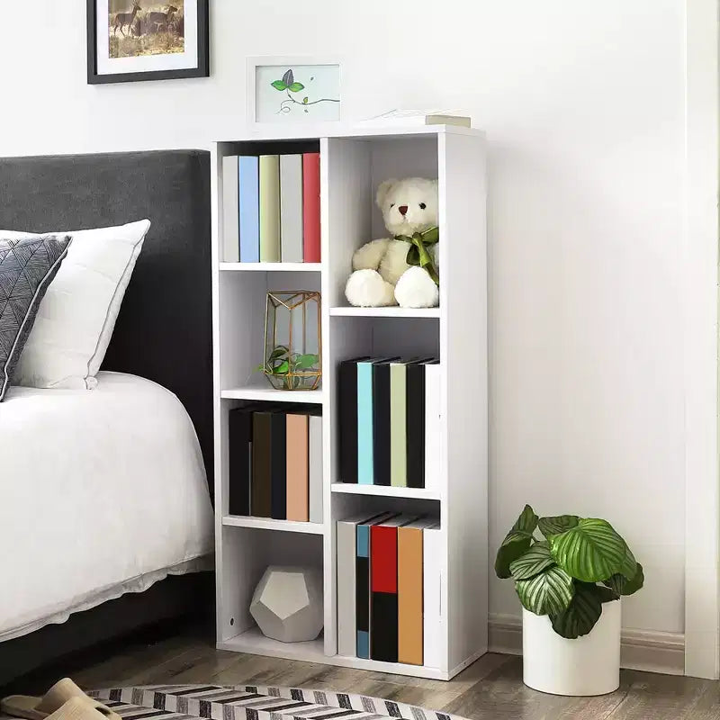 VASAGLE Bibliothèque, Étagère à Livres avec 7 Compartiments, Étagère sur Pied et Organisateur Cubique, Blanc