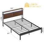 HAUSOURCE Lit Queen avec tête de lit de rangement, plateforme en métal avec butée caoutchoutée, conception sans bruit et grand espace de rangement pour chambre à coucher