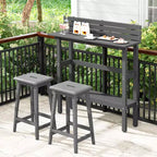 Table de bar d'extérieur Costway 48 avec étagère de rangement et patins réglables pour spa marron/gris