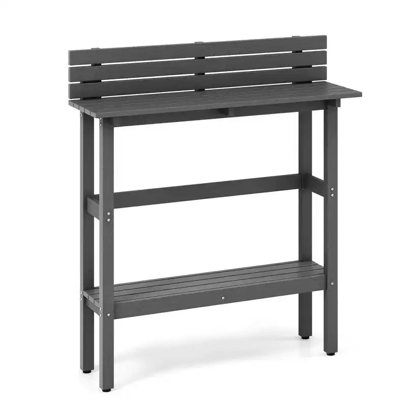 Table de bar d'extérieur Costway 48 avec étagère de rangement et patins réglables pour spa marron/gris