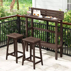 Table de bar d'extérieur Costway 48 avec étagère de rangement et patins réglables pour spa marron/gris