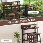 Table de bar d'extérieur Costway 48 avec étagère de rangement et patins réglables pour spa marron/gris